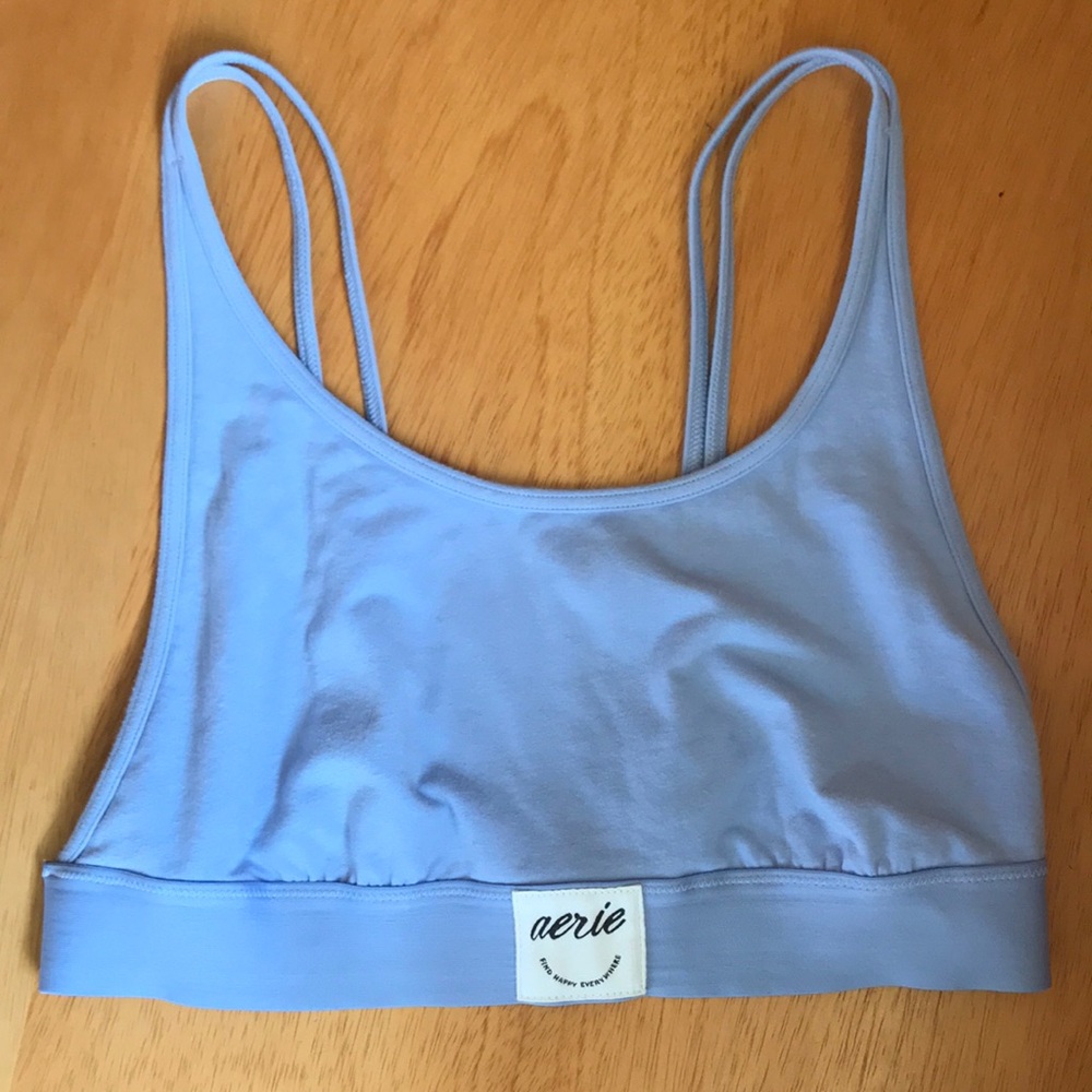 Aerie light Blue/Purple Scoop Neck Bra with Low back and adjustable straps